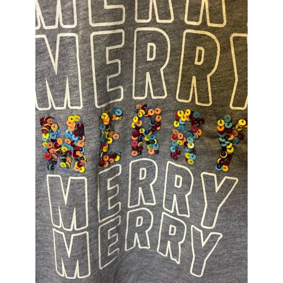 Lane Bryant Gray V Neck Merry Holiday Sparkle Detail 3/4 Sleeve T Shirt Sz 22 - Picture 5 of 8